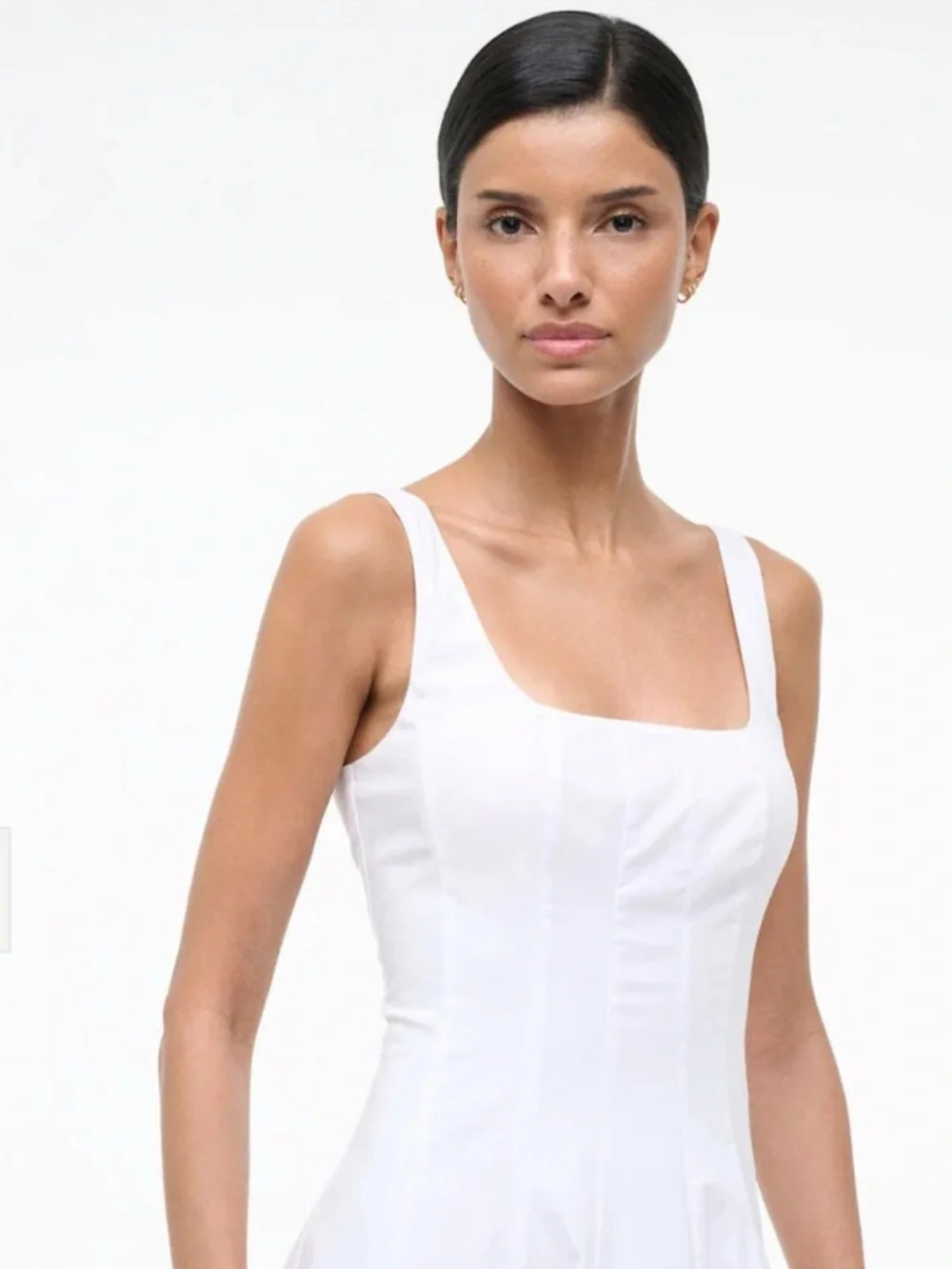 STAUD White Palm-Embroidered Midi Dress - Picture 5 of 7
